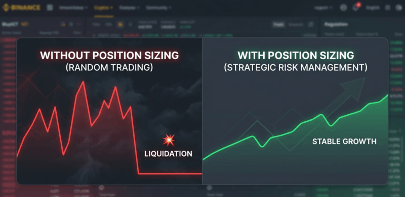 포지션 사이징 유무에 따른 자산 변화 비교 그래프